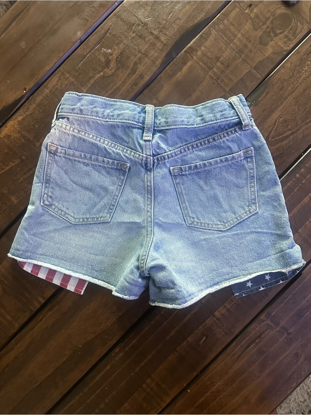 Old Navy Light Blue Denim Shorts with Flag Accent - Picture 2 of 3